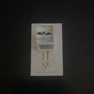 Gold Vermeil Hand Crafted size 8 Elegant Green and clear Swarovski Stone Ring